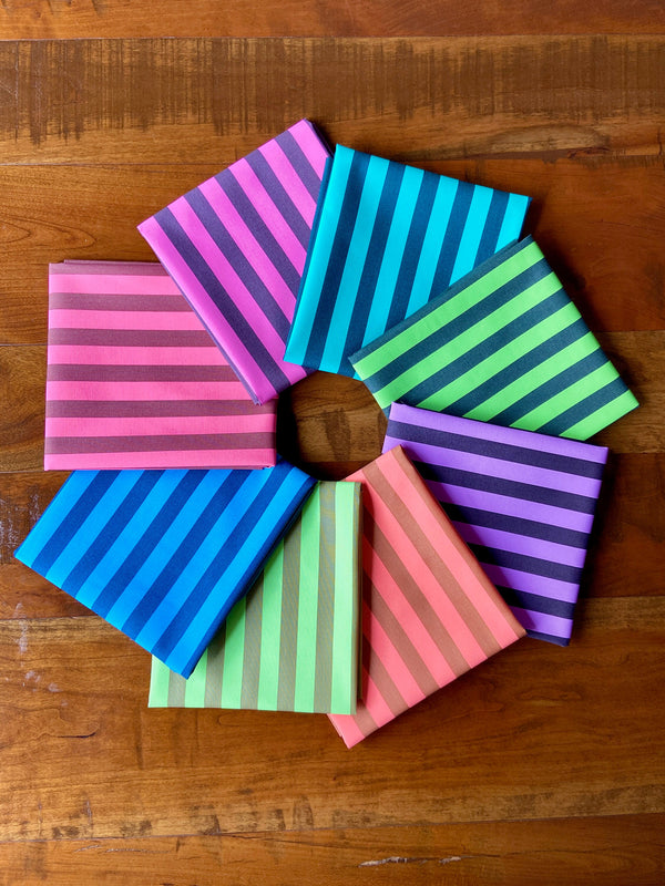 Neon True Colors Stripes Full Yard Bundle 8 Prints | Tula Pink Fabric